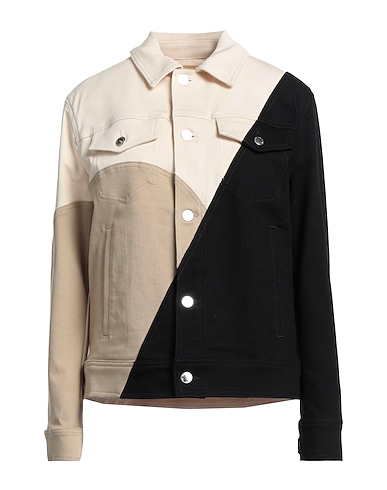 NEIL BARRETT Denim jacket Beige 92% Cotton, 6% Elastomultiester, 2% Elastane