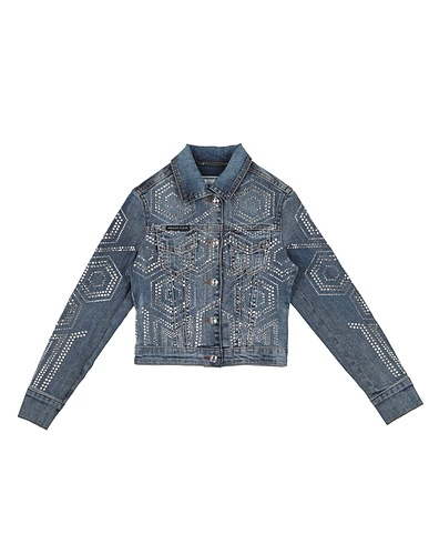 PHILIPP PLEIN Denim jacket Blue 98% Cotton, 2% Elastane