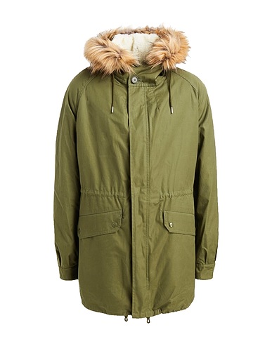 SANDRO Coat Military green 100% Cotton, Acrylic, Polyester