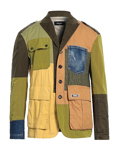 DSQUARED2 Jacket Military green 98% Cotton, 2% Elastane, Polyamide