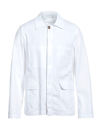 GRIFONI Solid colour shirt Ivory 78% Cotton, 22% Linen