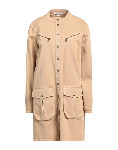 PATRIZIA PEPE Full-length jacket Camel 98% Cotton, 2% Elastane