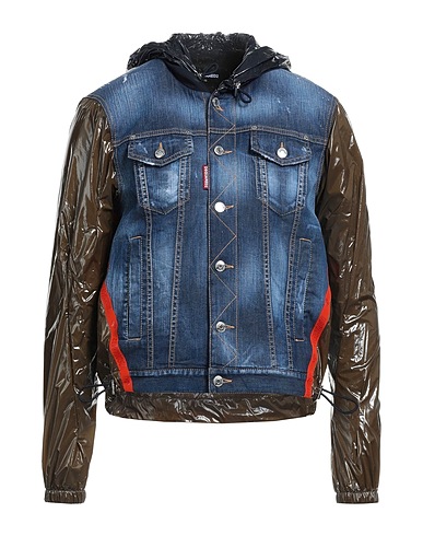 DSQUARED2 Jacket Military green 98% Cotton, 2% Elastane, Polyamide, Resin, Polyester
