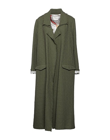 ANNA MOLINARI Coat Military green 41% Cotton, 40% Polyamide, 12% Acrylic, 4% Polyester, 3% Other Fibres
