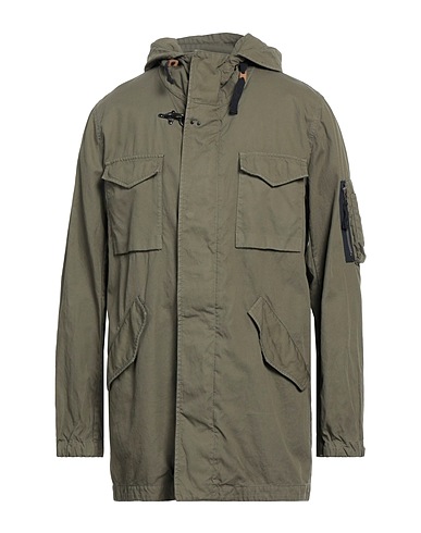 FAY Full-length jacket Military green 74% Cotton, 26% Linen