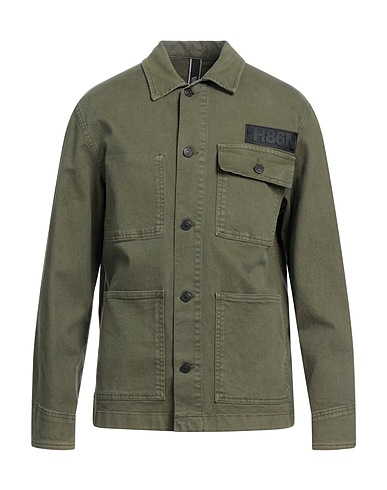 HOGAN Denim jacket Military green 98% Cotton, 2% Elastane