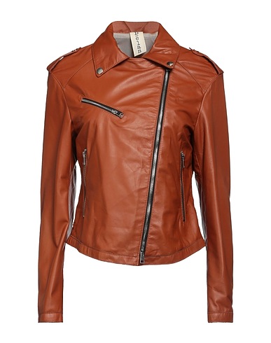 DELAN Biker jacket Tan 100% Ovine leather