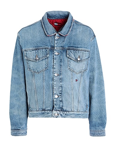 TOMMY HILFIGER Denim jacket Blue 97% Cotton, 2% Polyester, 1% Elastane