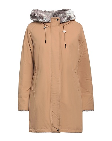 CANADIENS Coat Camel 59% Cotton, 41% Polyamide, Plush fabric
