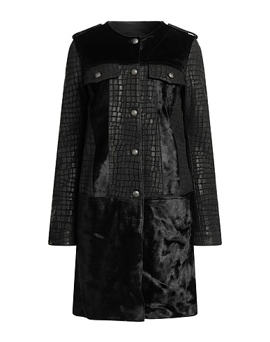JACOB COHЁN Coat Black 100% Ovine leather, Calfskin