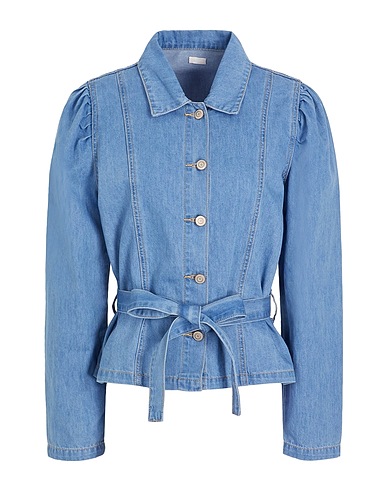 8 by YOOX Denim shirt ORGANIC COTTON DENIM PUFF-SLEEVE CHEMISIER JACKET
 Blue 100% Organic cotton