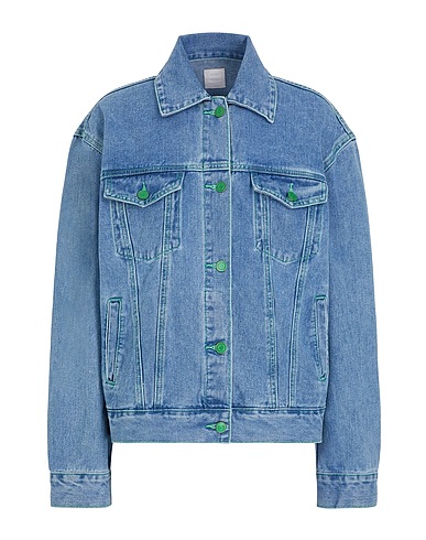 8 by YOOX Denim jacket ORGANIC COTTON DENIM OVERSIZE TRUCKER JACKET W/ CONTRAST TRIMS
 Blue 100% Organic cotton