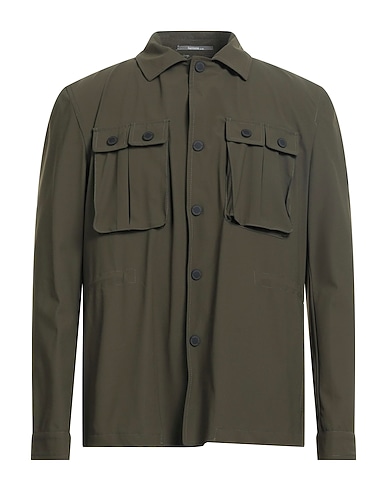 HAVANA & CO. Camicia tinta unita Verde militare 80% Poliammide, 20% Elastan