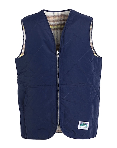 BUTTER GOODS Gilet REVERSIBLE HAIRY PLAID VEST Navy blue 100% Nylon