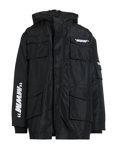 MWM MOD WAVE MOVEMENT Full-length jacket Black 90% Cotton, 10% Polyester