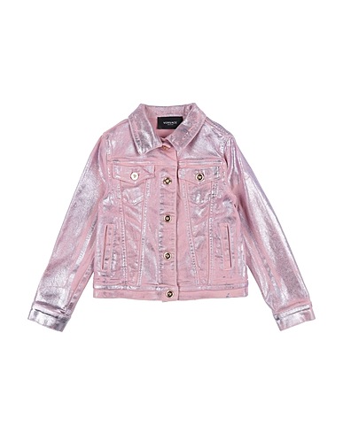 VERSACE YOUNG Denim jacket Pink 98% Cotton, 2% Elastane