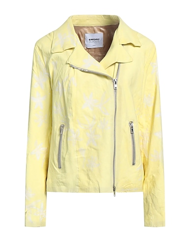 SWORD 6.6.44 Biker jacket Pastel yellow 100% Soft Leather