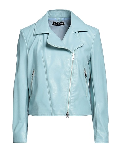 STREET LEATHERS Biker jacket Sky blue 50% Polyurethane, 50% Viscose