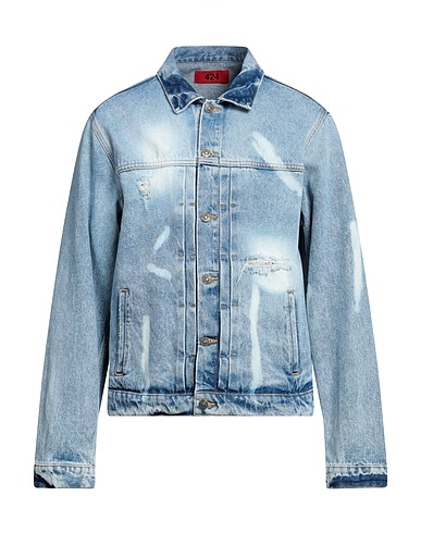 424 FOURTWOFOUR Denim jacket Blue 100% Cotton
