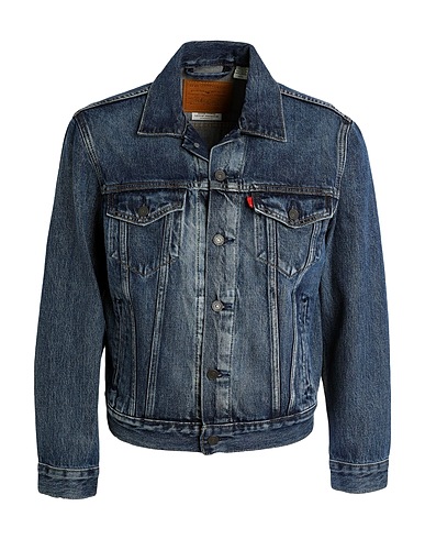 LEVI'S Giubbotto jeans THE TRUCKER JACKET WORN IN Blu 100% Cotone