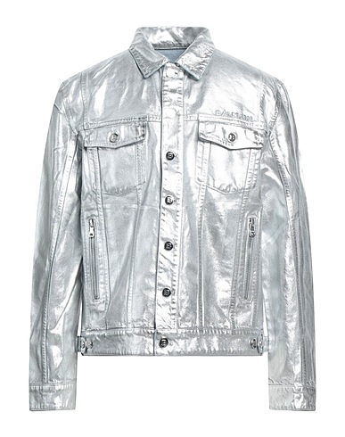 BALMAIN Denim jacket Silver 100% Cotton