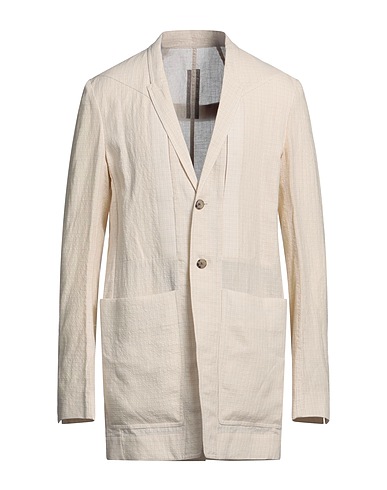 RICK OWENS Full-length jacket Cream 67% Linen, 33% Wool