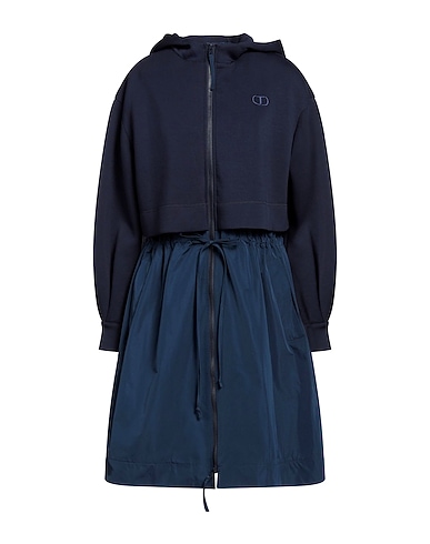 TWINSET Full-length jacket Navy blue 80% Viscose, 14% Polyamide, 6% Elastane, Polyester