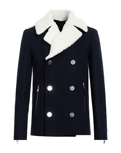 BALMAIN Coat Midnight blue 75% Wool, 25% Polyamide, Polyester, Acrylic