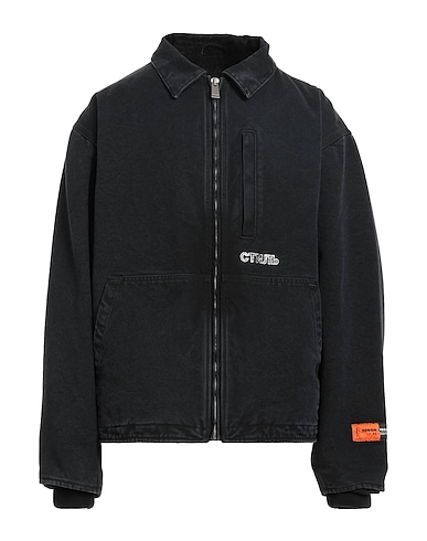 HERON PRESTON Denim jacket Black 100% Cotton