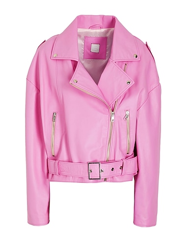 8 by YOOX Giacca biker LEATHER OVERSIZE BOXY BIKER JACKET
 Rosa 100% Pelle di agnello