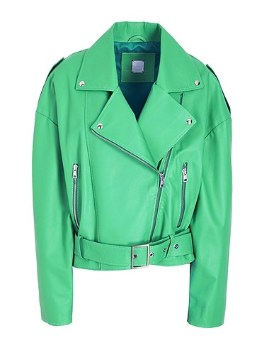 8 by YOOX Biker jacket LEATHER OVERSIZE BOXY BIKER JACKET
 Green 100% Lambskin