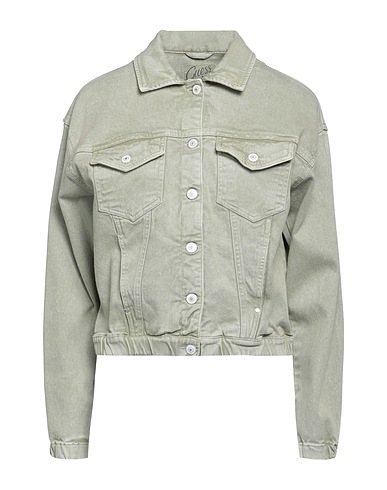 GUESS Denim jacket Sage green 98% Cotton, 2% Elastane