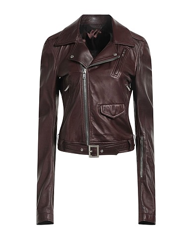 RICK OWENS Biker jacket Chocolate brown 100% Lambskin