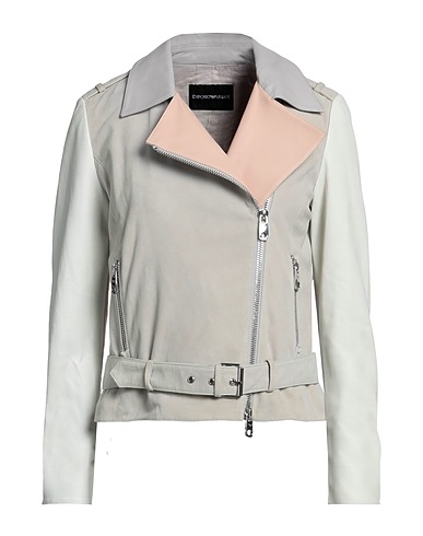 EMPORIO ARMANI Biker jacket Grey 100% Lambskin, Goat skin