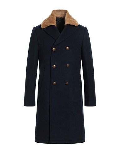GREY DANIELE ALESSANDRINI Coat Blue 60% Wool, 30% Polyester, 5% Other Fibres, 5% Polyamide