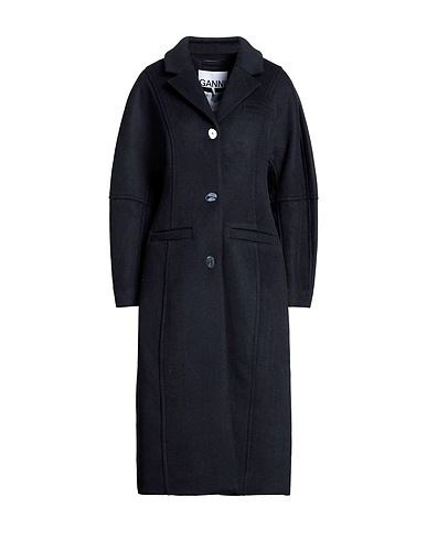 GANNI Coat Midnight blue 50% Recycled wool, 40% Polyester, 5% Polyamide, 5% Acrylic
