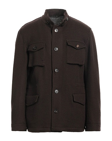 LARDINI Jacket Dark brown 87% Wool, 13% Polyester