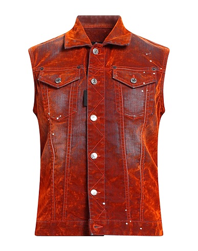 DSQUARED2 Denim jacket Rust 97% Cotton, 3% Elastane, Viscose