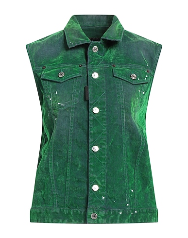 DSQUARED2 Denim jacket Emerald green 97% Cotton, 3% Elastane, Viscose