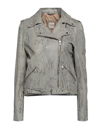 D'AMICO Biker jacket Light grey 100% Leather