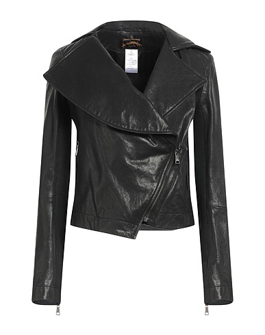 VIVIENNE WESTWOOD ANGLOMANIA Biker jacket Black 100% Leather, Cotton, Polyester, Acrylic
