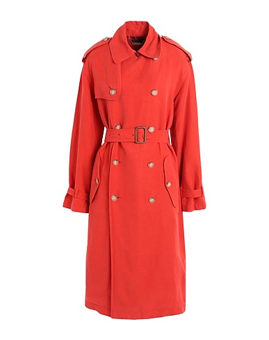 POLO RALPH LAUREN Double breasted pea coat SILK-BLEND TRENCH COAT
 Tomato red 50% Silk, 38% Linen, 12% Cotton