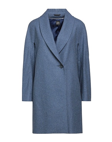 CINZIA ROCCA Full-length jacket Slate blue 70% Wool, 25% Polyamide, 5% Other Fibres
