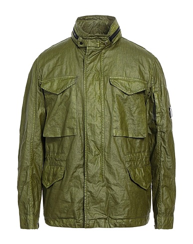 C.P. COMPANY Jacket Military green 100% Linen, Polyurethane resin