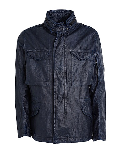 C.P. COMPANY Jacket Navy blue 100% Linen, Polyurethane resin