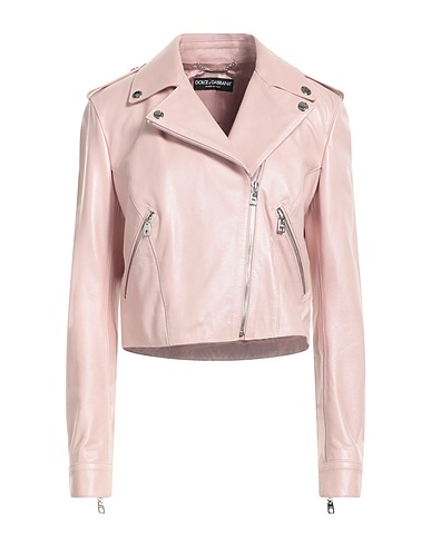 DOLCE&GABBANA Biker jacket Light pink 100% Bull skin