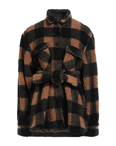 THE ANDAMANE Checked shirt Camel 54% Acrylic, 26% Polyester, 20% Wool, Viscose