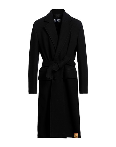 DIESEL コート ブラック ウール 69% / ナイロン 26% / カシミヤ 5%