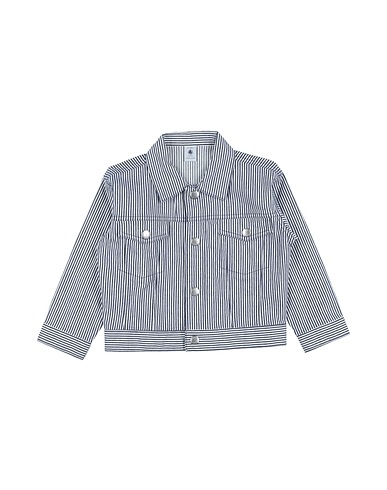 PETIT BATEAU Denim jacket Navy blue 98% Organic cotton, 2% Elastane