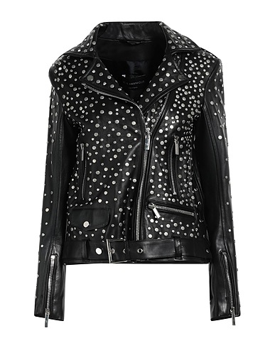 NOUR HAMMOUR Biker jacket Black 100% Lambskin